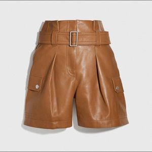 Coach Leather Belted Shorts